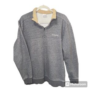 Men’s Grey Columbia Sweatshirt with Zip Front. Size Large. Some wear-vintage.‎